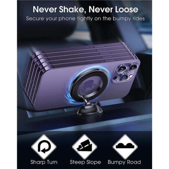 MagSafe Car Mount  Mini Classy All-Metal Phone Mount, 360° Rotatable Holder - Picture 3 of 6